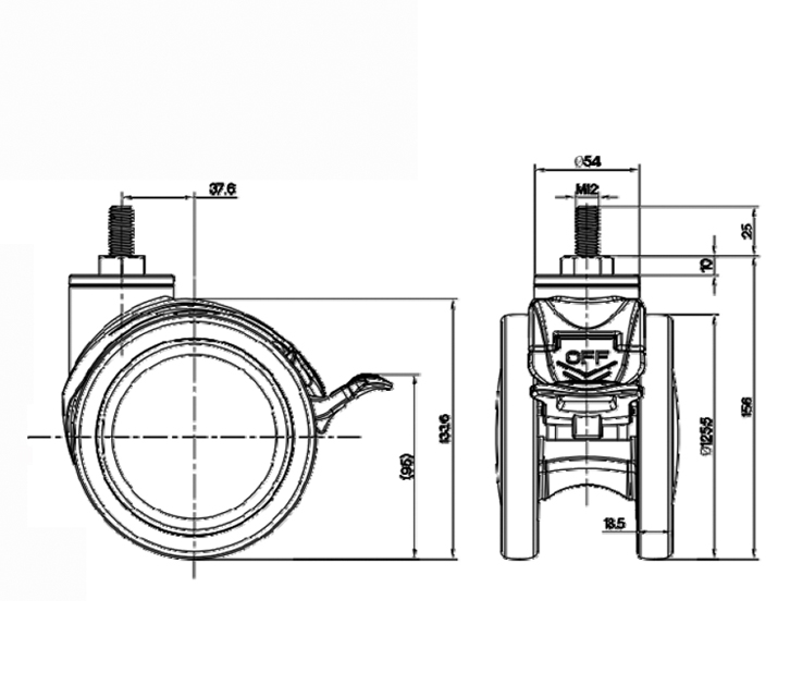 Roulette de roue pivotante de haute qualité de 4 pouces pour équipement hospitalier